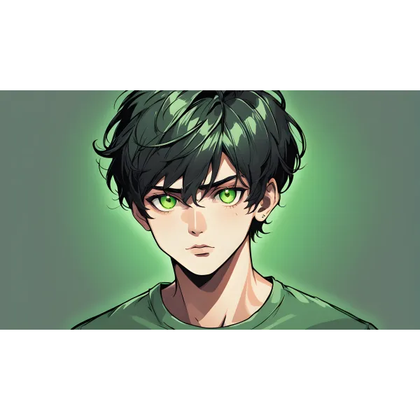 AI Art,black hair,green eye  Mouse Pad (Desk Mat)