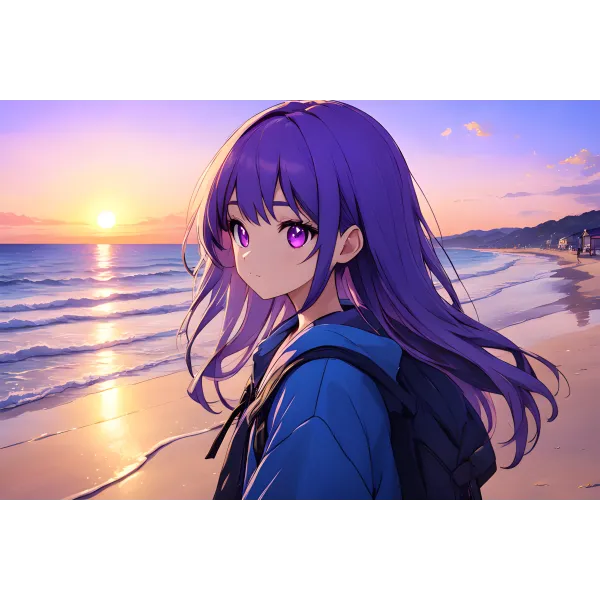 Ai Art,purple hair  Mouse Pad (Desk Mat)