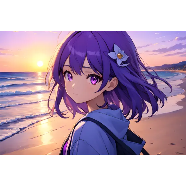 Ai Art,purple hair  Mouse Pad (Desk Mat)