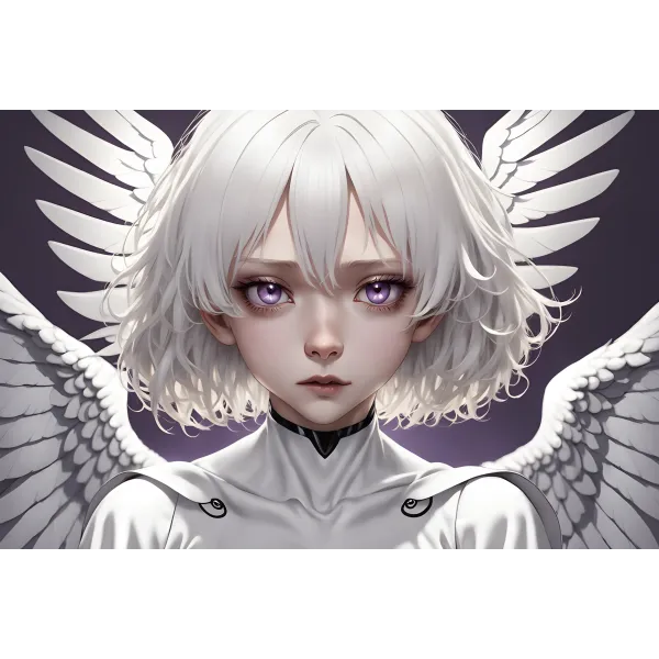 Ai Art,white hair,angel  Mouse Pad (Desk Mat)