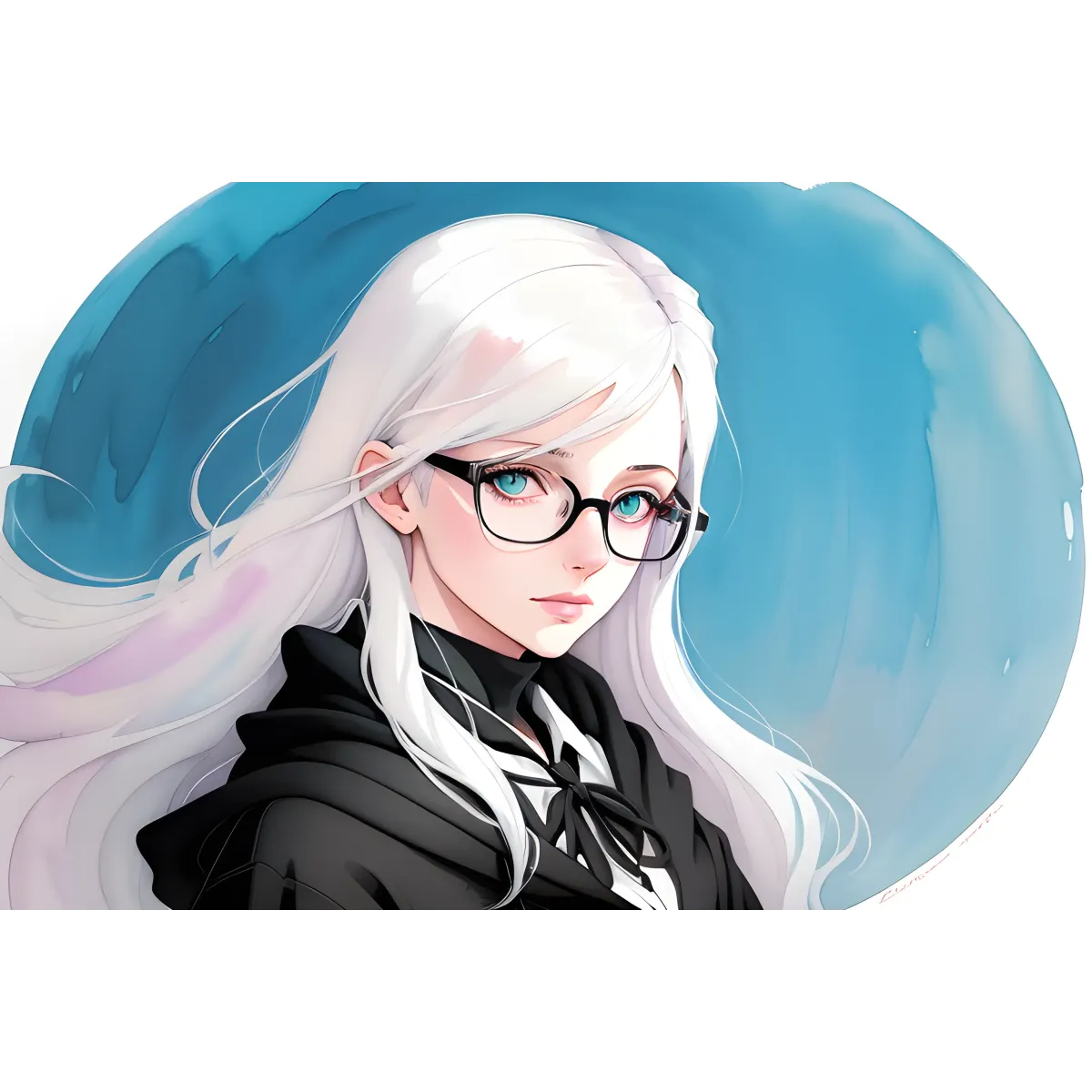 Ai art,white hair  Mouse Pad (Desk Mat)