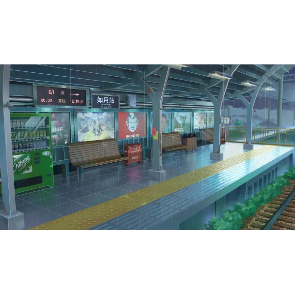 Anime Train Station  Mouse Pad (Desk Mat)